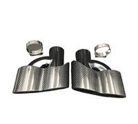 Terminale di Scarico Una Coppia Tubi Scarico Neri Lucidi Tipo H A Doppia Uscita Terminali In Fibra Di Carbonio Lucida Per BMW Tubo Suono Marmitta(76MM IN-200M OUT)