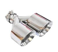 Terminale di Scarico Universale per Auto Lato Sinistro da 2.5 Pollici con Doppia Uscita in Acciaio Inox E Bordo Smussato(in 63mm OD 76mm)