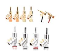 Terminale for altoparlante con serratura placcato oro/rodio Cavo amplificatore audio Spina a banana Connettore a banana a doppia vite da 45 gradi(Golden,2pcs 1pairs)