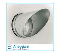 Terminale parapioggia a 45° con rete antinsetto e guarnizione EPDM per fissaggio