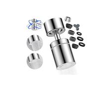 Terminale per Rubinetto Snodabile 360° con Doppia Funzione - Aeratore Universale con Prolunga per Cucina e Bagno, Rompigetto Risparmio Idrico con 2 Tipi di Getto e Filtrazione a 4 Stadi (Argento)