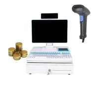 Terminale POS commerciale con touchscreen pieghevole da 15,6 pollici, ideale per negozi al dettaglio, ristoranti e piccole imprese.(White,Double-sided)