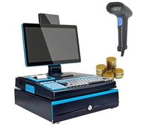 Terminale POS commerciale con touchscreen pieghevole da 15,6 pollici, ideale per negozi al dettaglio, ristoranti e piccole imprese.(Blue,Single-sided)