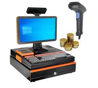 Terminale POS commerciale con touchscreen pieghevole da 15,6 pollici, ideale per negozi al dettaglio, ristoranti e piccole imprese.(Orange,Single-sided)