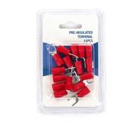 Terminale pre-isolato SV5.5-6 rosso, confezione da 15 pezzi in blister. Ideale per collegamenti elettrici veloci e sicuri. Perfetto per elettricisti e dilettanti.