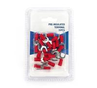 Terminale preisolato rosso, 1,25 mm², vite da 6 mm, 20 pezzi per blister. Perfetto per connessioni elettriche sicure ed efficienti.