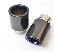 Terminale Scarico 1 Pezzo Scarico Per Auto Flangia Dritta Punta Terminale In Carbonio Lucido Blu Tubo Silenziatore Smussato In Acciaio Inossidabile Punta TuboScarico(48-101mm)