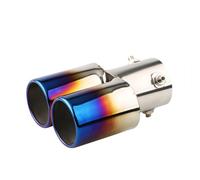 Terminale Scarico 1 Pz 2.5" Ingresso Scarico Marmitta Punta Acciaio Inox Doppio Tubo Finitura Modificato Posteriore Coda Gola Rivestimento Maggior Parte Auto Tubo CodaScarico(Burnt blue straight)