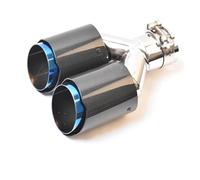 Terminale Scarico 1PC Doppia Punta In Acciaio Inossidabile Pari Lunghezza Marmitta Estremità Del Tubo Coda Punta Di Scarico Centrale Carbonio Dritto Lucido Terminali(63-89MM)