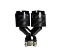 Terminale Scarico 1pezzo. Terminale Scarico Universale Fibra Carbonio Auto Lunghezza Uguale Nero A Forma Di Y Doppio Scarico In Twill Lucido Terminales(66mm-89mm)