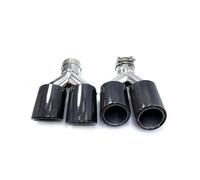 Terminale Scarico 2 Pezzi Tipo Doppi Terminali Scarico Universale Fibra Carbonio Lucida Acciaio Inox Marmitta Terminale Tubo Coda Scarico(63mm in-89mm out)