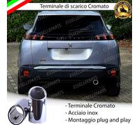 TERMINALE SCARICO CROMATO LUCIDO ACCAIO INOX PEUGEOT 2008 II MK2 SCARICO TONDO