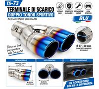 Terminale Scarico Doppio Blu Auto Marmitta Inox Universale Ø 37-60mm Sportivo