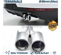 Terminale Scarico DOPPIO Tondo Auto Universale TITANIO CROMATO Marmitta Max 60mm