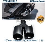 Terminale Scarico DOPPIO Tondo Auto Universale TITANIO NERO Marmitta Max Ø 60mm
