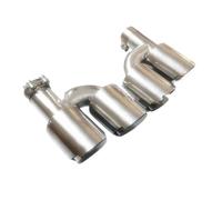 Terminale Scarico Marmitta Coda 1 Paio (sinistra + Destra) Terminali Scarico Automatici Doppi Tipo ''H'' + Tubo Terminale Universale In Acciaio Inossidabile Argentato(IN 63MM OUT 89MM)