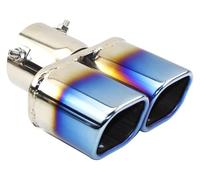 Terminale Scarico Punta Un Cambio Due Doppie Uscite ID 60MM 75MM Tubo Di Scarico Per Auto Universale Marmitta Tubo Di Coda Ugello Di Uscita Estremità Liscia(B straight blue 75MM)