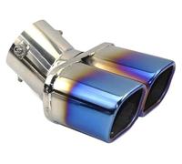 Terminale Scarico Punta Un Cambio Due Doppie Uscite ID 60MM 75MM Tubo Di Scarico Per Auto Universale Marmitta Tubo Di Coda Ugello Di Uscita Estremità Liscia(B bending blue 75MM)