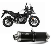 Terminale Scarico Storm by Mivv Oval Nero per Suzuki Dl V-strom 650 2017 > 2023