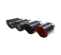 Terminale Scarico Terminali Scarico Auto In Fibra Carbonio Acciaio Inossidabile 2.5" Con Ingresso Uscita Da 3.5" Universale Adatto Sistemi Scarico 63 Mm Tubo Coda Scarico(Red)