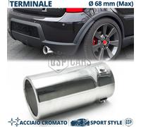 TERMINALE Scarico TONDO Auto Universale MARMITTA MAX Ø 68mm Acciaio INOX Cromato