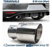 TERMINALE Scarico TONDO Obliquo Auto Universale MARMITTA MAX Ø 60mm INOX Cromato