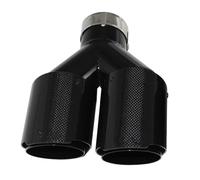 Terminale Scarico Universale In Acciaio Inox Auto In Fibra Carbonio Lucido Punta Silenziatore A Forma Y Doppia Uscita Silenziatori Per Tubi Scarico Decorazione Ugello Terminali(Left 63mm-89mm)