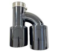 Terminale Tubo Di Scarico Automatico In Acciaio Inossidabile Galvanizzato Nero Modificato A Forma H Con 4 Uscite Marmitta Doppia Uscita Auto Tubo Scarico(Left 60mm-101mm)
