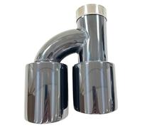 Terminale Tubo Di Scarico Automatico In Acciaio Inossidabile Galvanizzato Nero Modificato A Forma H Con 4 Uscite Marmitta Doppia Uscita Auto Tubo Scarico(Right 63mm-101mm)