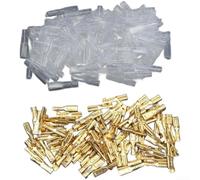 Terminali a crimpare da 28 mm con contatti in ferro placcato oro e maniche isolanti trasparenti per assemblaggio circuiti