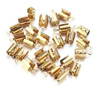Terminali a crimpare per la creazione di gioielli, 100 pezzi, in acciaio inossidabile, terminali a crimpare per perline a crimpare, connettori per la creazione di gioielli (oro rotondo 5 mm)