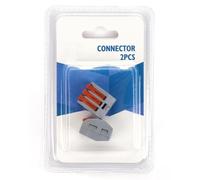 Terminali CMK-104 in blister da 2 pezzi, disponibili nei colori trasparente e arancione. Ideale per collegamenti elettrici, offrendo sicurezza e versatilità nei tuoi progetti.