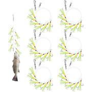 Terminali Da Pesca In Mare - 6 Pezzi Con 36 Ami Fluorescenti,Montature Preannodate Per Passera Per Acqua Salata - Per Merluzzo D'Alaska, Merluzzo, Aringa, Pesce Gatto, Lago, Fiume, Molo, Barca
