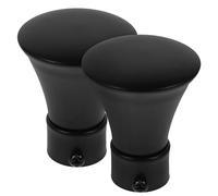 Terminali decorativi per aste, Terminali for aste for tende a forma di testa di corno in ferro nero, confezione da 2