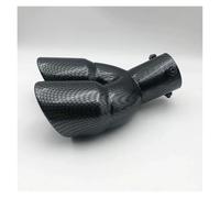 Terminali di scarico 1PC Universale Y tipo doppio tubo di scarico inclinato in acciaio inox Terminale di scarico 63MM versione ispessita Silenziatore di scarico(Carbon 2)