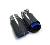 Terminali di scarico 1pcs di tubo di scarico per auto, puntale dritto in acciaio inossidabile blu carbonio Terminali di scarico(51-76mm)