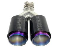 Terminali di scarico per auto 1PC Viola In Acciaio Inossidabile Doppia Punta Uguale Lunghezza Marmitta Tubo Coda Coda Punta Di Scarico Centrale Tubo Di Scappamento Per Auto Coda Gola(57MM IN-89MM OUT)