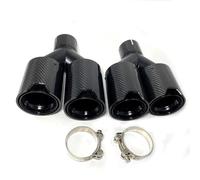 Terminali di scarico per auto Punta Del Silenziatore A Doppia Uscita 1 Paio Terminali Di Scarico Universali In Acciaio Inossidabile Nero In Fibra Di Carbonio Per BMW Serie Coda Gola(73 IN 105 OUT)