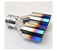 Terminali di scarico per auto Silenziatore Di Scarico Posteriore Blu A Doppio Cilindro Di Importazione Universale In Acciaio Inossidabile 304 Per Esportazione Coda Gola(60MM IN- 89MM OUT)