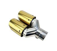 Terminali di scarico Punta di scarico 1 pezzo Doppia uscita Silenziatore Coda Universale Aggiornamento Tubi in acciaio inossidabile dorato Gola Silenziatore di scarico(Right in60-out89)