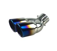 Terminali di scarico Terminale di scarico per auto da 63 mm, terminale di scarico a doppia canna in acciaio inossidabile, terminale di scarico in titanio nero(Blue)