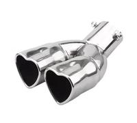Terminali di Scarico Universali A Forma di Cuore A Doppio Tubo in Acciaio Inox per Marmitta Accessori per Auto(Argento Piegato)