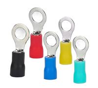 Terminali elettrici, Terminali a crimpare isolati, connettori for cavi elettrici, kit di collegamento for estremità tipo O, rame, PVC, multicolore, misure multiple, confezione da 100(Black,RV1.254)