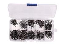 Terminali per Ami da Pesca 500 Pz, Acciaio al Carbonio, Taglia 3-12, Scatola Trasparente, per Pesca in Mare e Alto