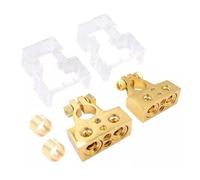 Terminali per batteria audio con shim, connettori positivi e negativi per cavi 0/4/8/10, kit di terminali audio per auto ad alta velocità (oro con copertura)