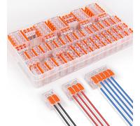 Terminali per cavi elettrici, 60 pezzi, morsetti di collegamento con leva di azionamento, 4 mm², morsetti di collegamento combinati, connettori cavi per cavi fissi, 2 - 3 - 5 conduttori