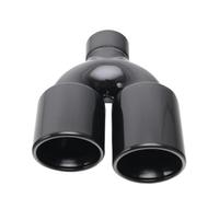 Terminali Scarico Auto 1 Pz. Terminale Di Scarico Auto Acciaio Inossidabile Nero Lucido Ingresso 63 Mm Uscita 89 Ugello Universale A Doppio Silenziatore Tipo U(HOEJ20215a-L)