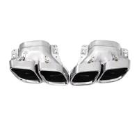 Terminali Scarico Terminale Auto Per Benz W213 Facelift AMG Linea 2021-2023 For E300/350/450/63 Stile Quad Quadrato Punte Scarico Tubo Scappamento(Argento)