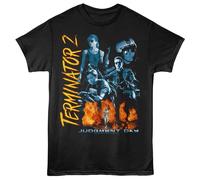 Terminator 2 - Collage Infuocato - T-Shirt Nera Da Uomo A Maniche Corte