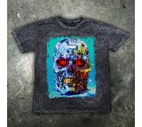 Terminator T800 Teschio Distressed Maglietta Uomo Skynet Cyberdyne Systems Arnie
